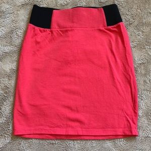 Hot Coral Pink Mini Skirt